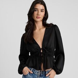 Express Black Tie-Front Blouse